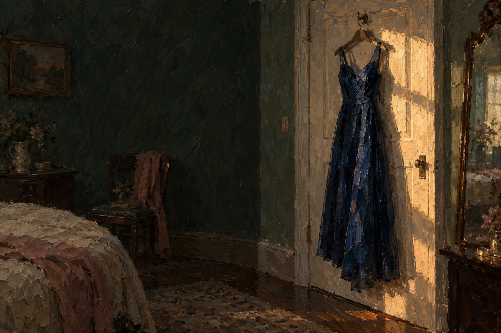 The blue dress
